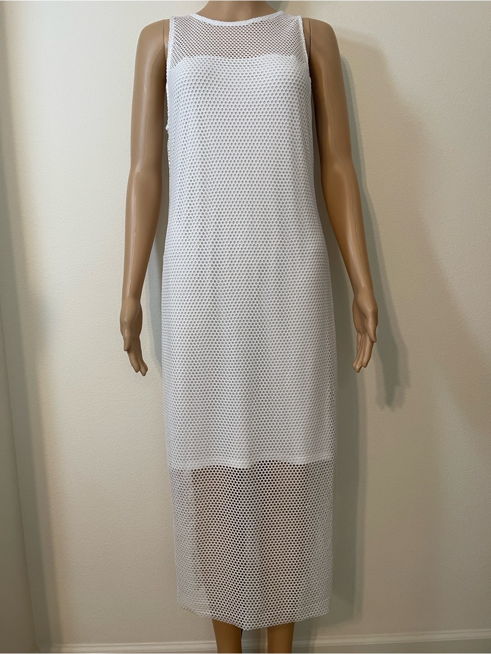 NWT Nine West Sleeveless White Open Knit Mesh Slip Dress or Cover-Up